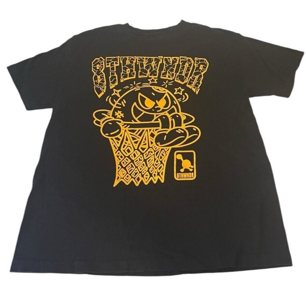8THWNDR Tee Basketball 8Ball Hoops Black Yellow Large